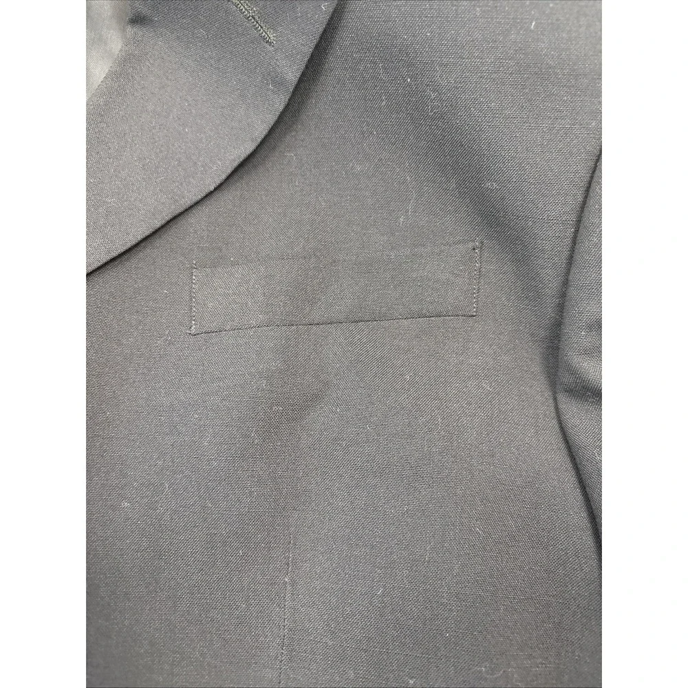 Lands End Blazer Mens 43L (46) Navy Blue‎ Gold 3 Button Wool Sports Coat Jacket